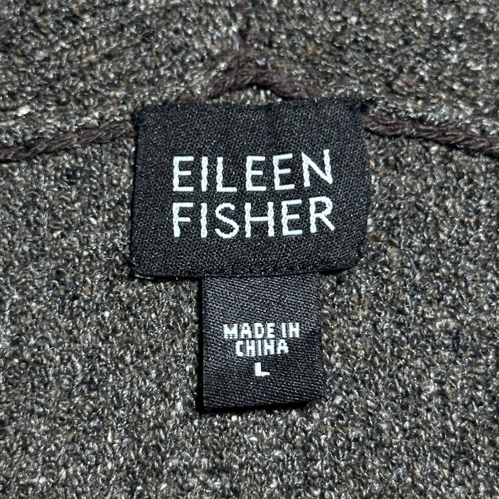 Eileen Fisher Cardigan Womens Large Silk Blend Marled Hooded Open Lagenlook - Picture 4 of 12
